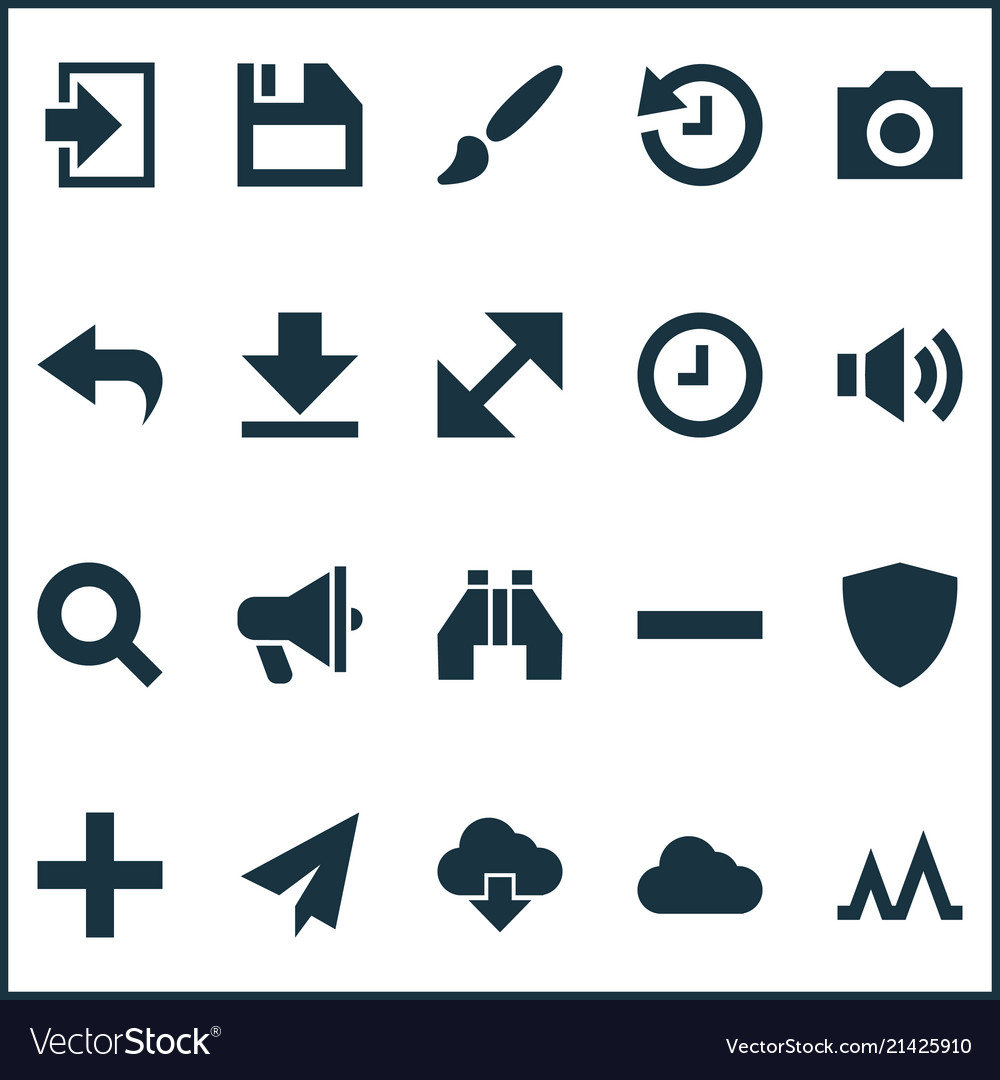 Interface icons set with down arrow activity vector image Interface icons set with down arrow activity