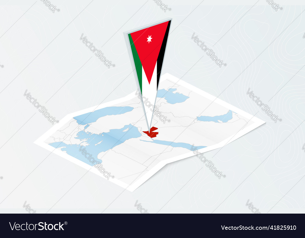 Isometric paper map of jordan with triangular vector image Isometric paper map of jordan with triangular