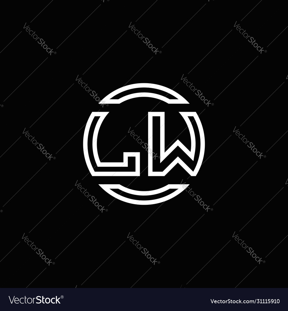 Lw logo monogram with negative space circle Vector Image