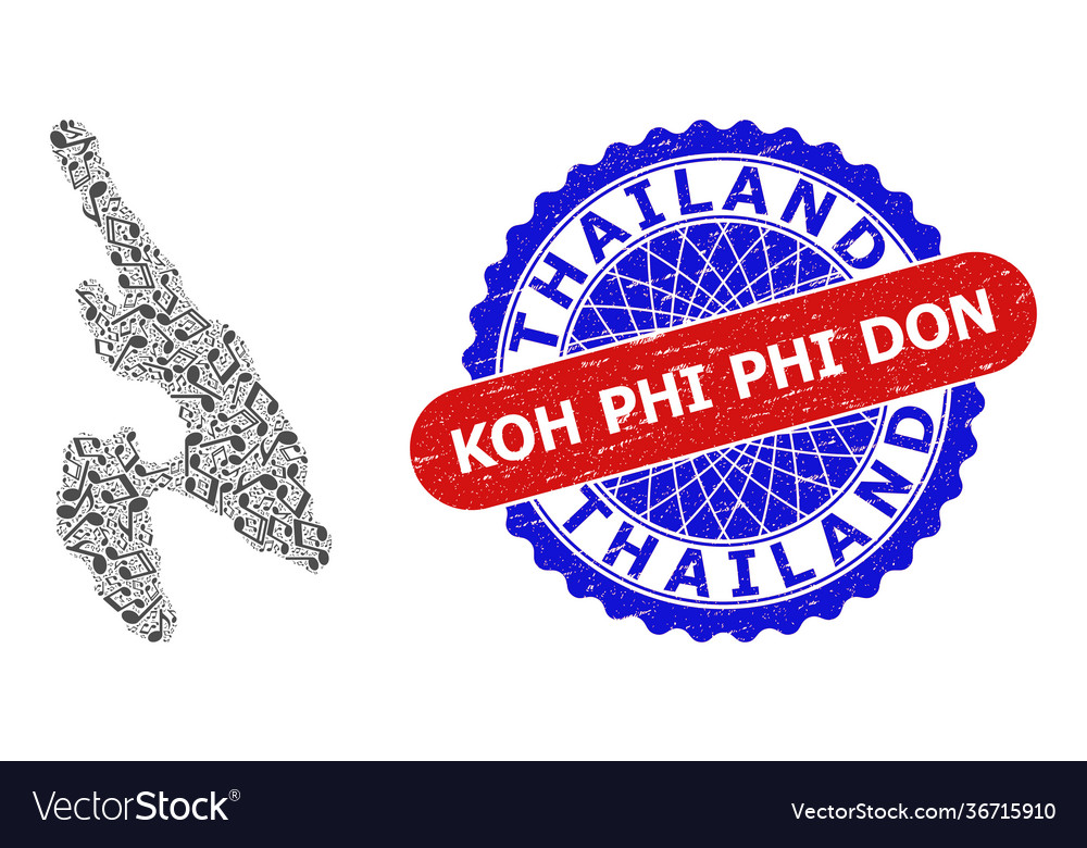 Musical pattern for koh phi don map and bicolor vector image Musical pattern for koh phi don map and bicolor