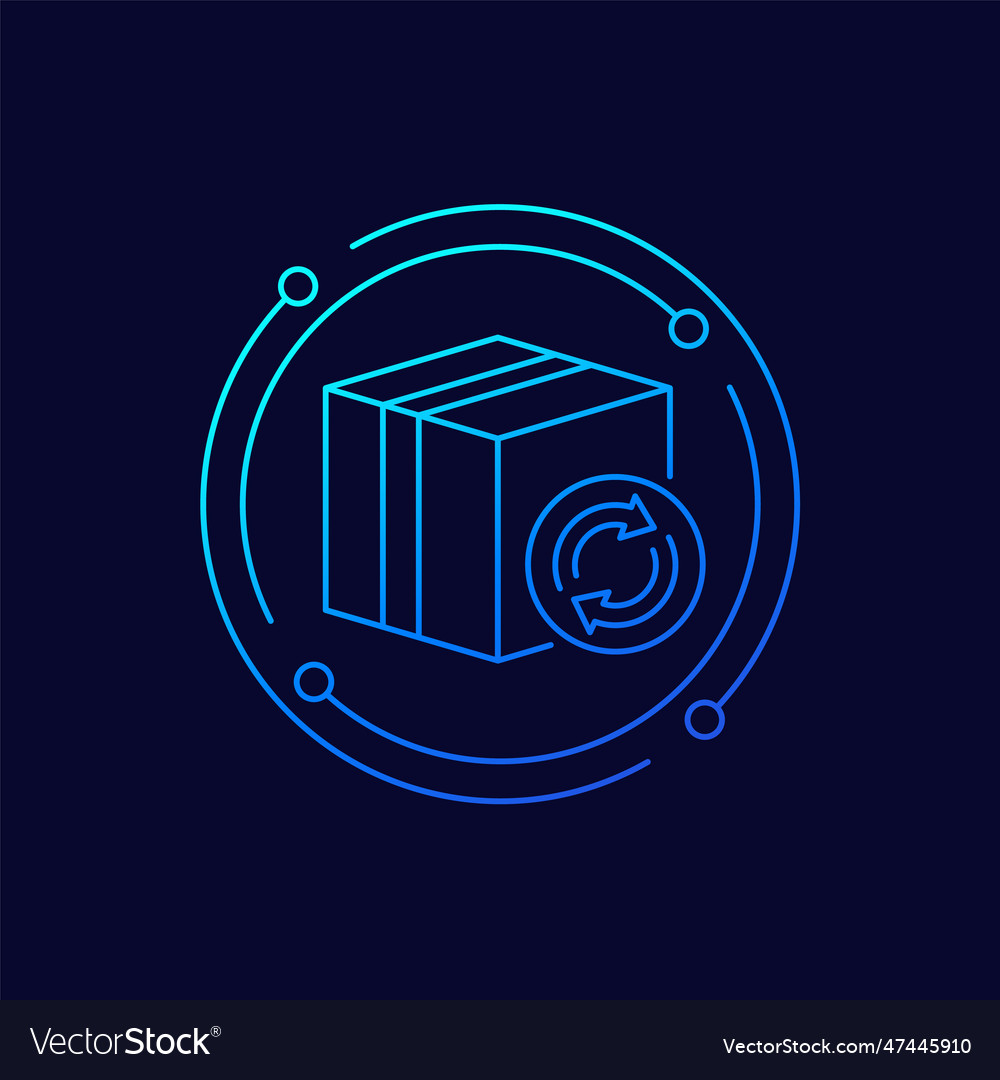 Parcel return icon with a box linear design