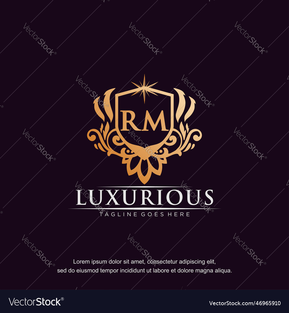 Rm Initial Letter Luxury Ornament Gold Monogram Vector Image