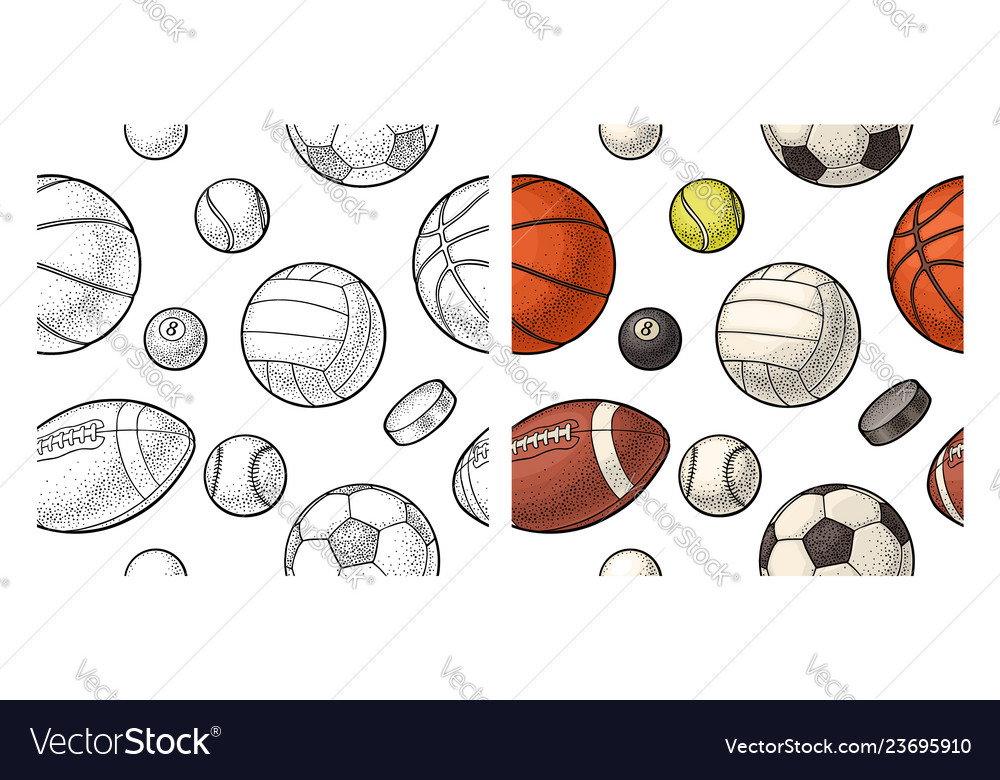 Seamless pattern different kinds sport balls vector image Seamless pattern different kinds sport balls