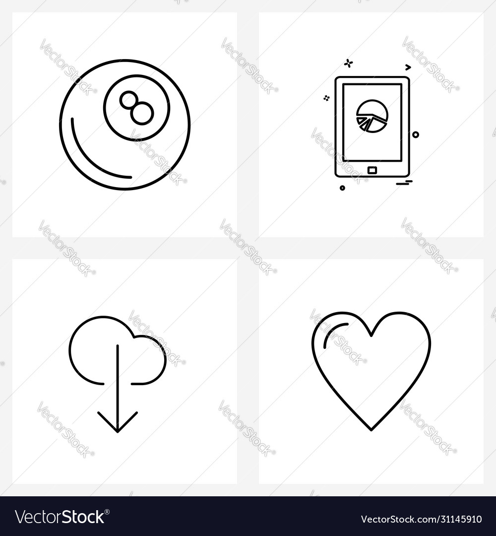 Set 4 modern line icons ball data game user