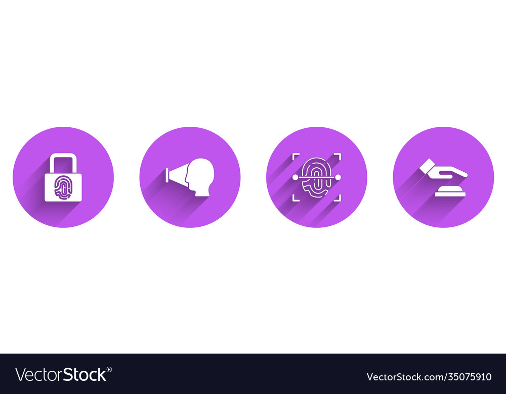 Set fingerprint with lock face recognition vector image Set fingerprint with lock face recognition