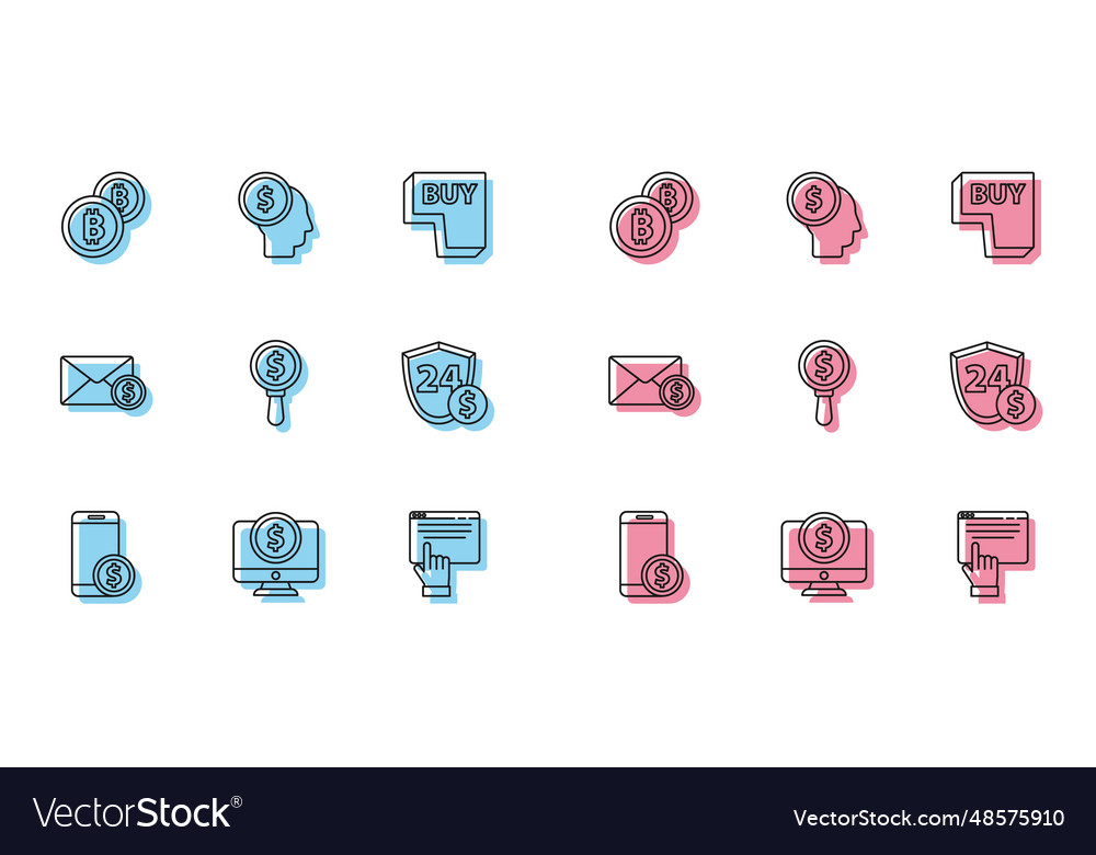 Set line smartphone with dollar computer monitor vector image Set line smartphone with dollar computer monitor
