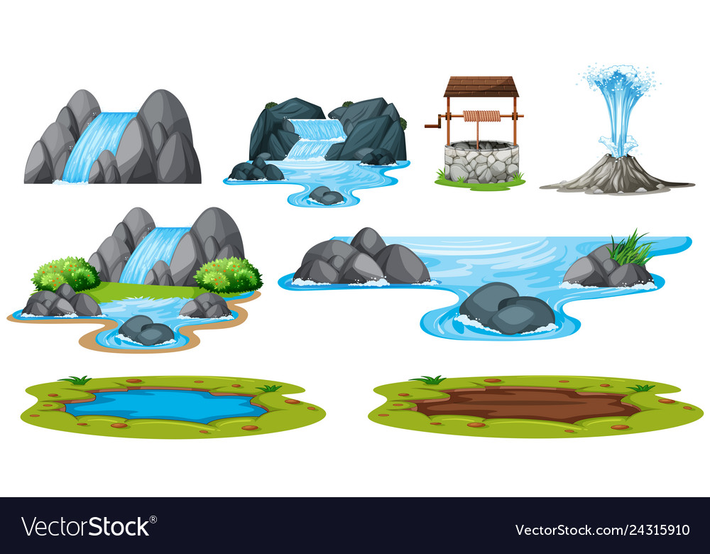 Set of isolated water element Royalty Free Vector Image