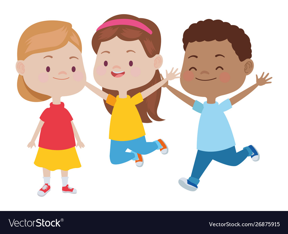 Cute happy kids having fun Royalty Free Vector Image