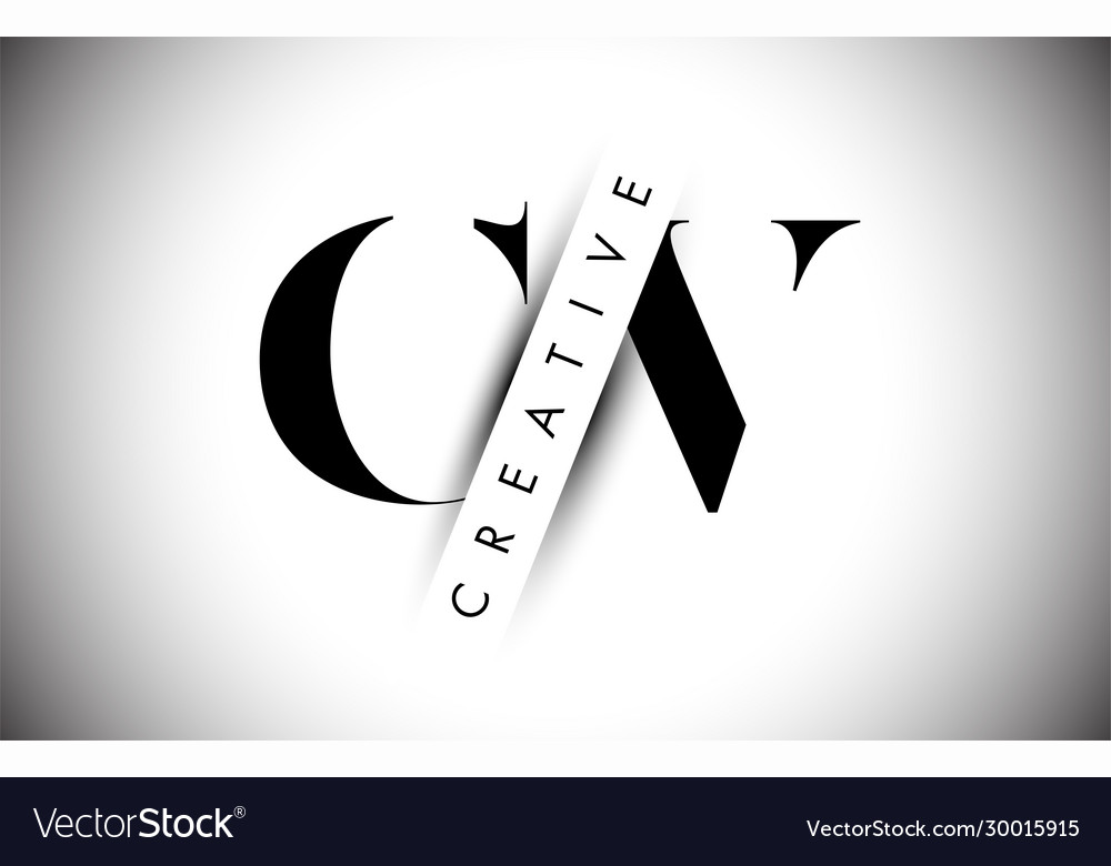 Cv c v letter logo with creative shadow cut