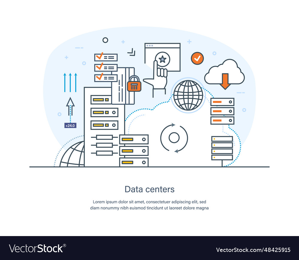 Data center cloud storage database digital vector image Data center cloud storage database digital