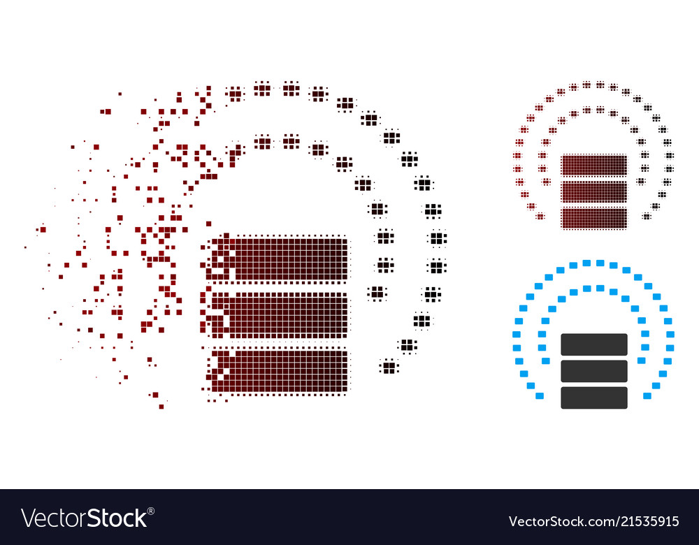 Dissolved pixel halftone database sphere shield vector image Dissolved pixel halftone database sphere shield