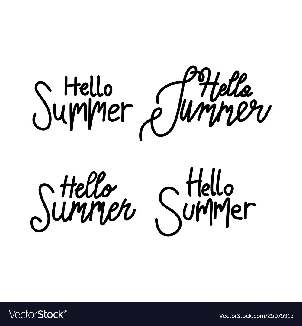 Hello summer script text design template vector image Hello summer script text design template