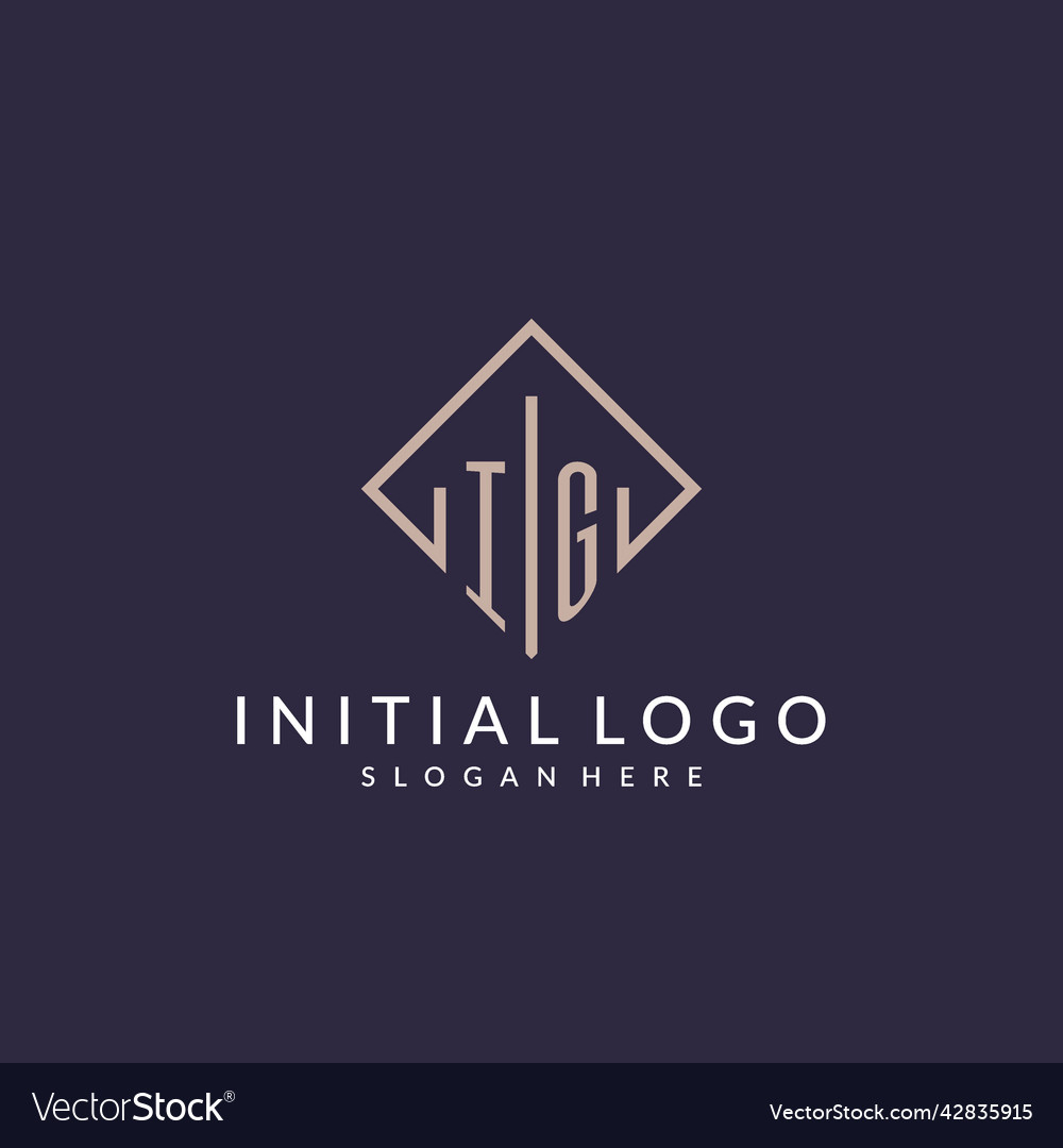 Ig initial monogram logo with rectangle style