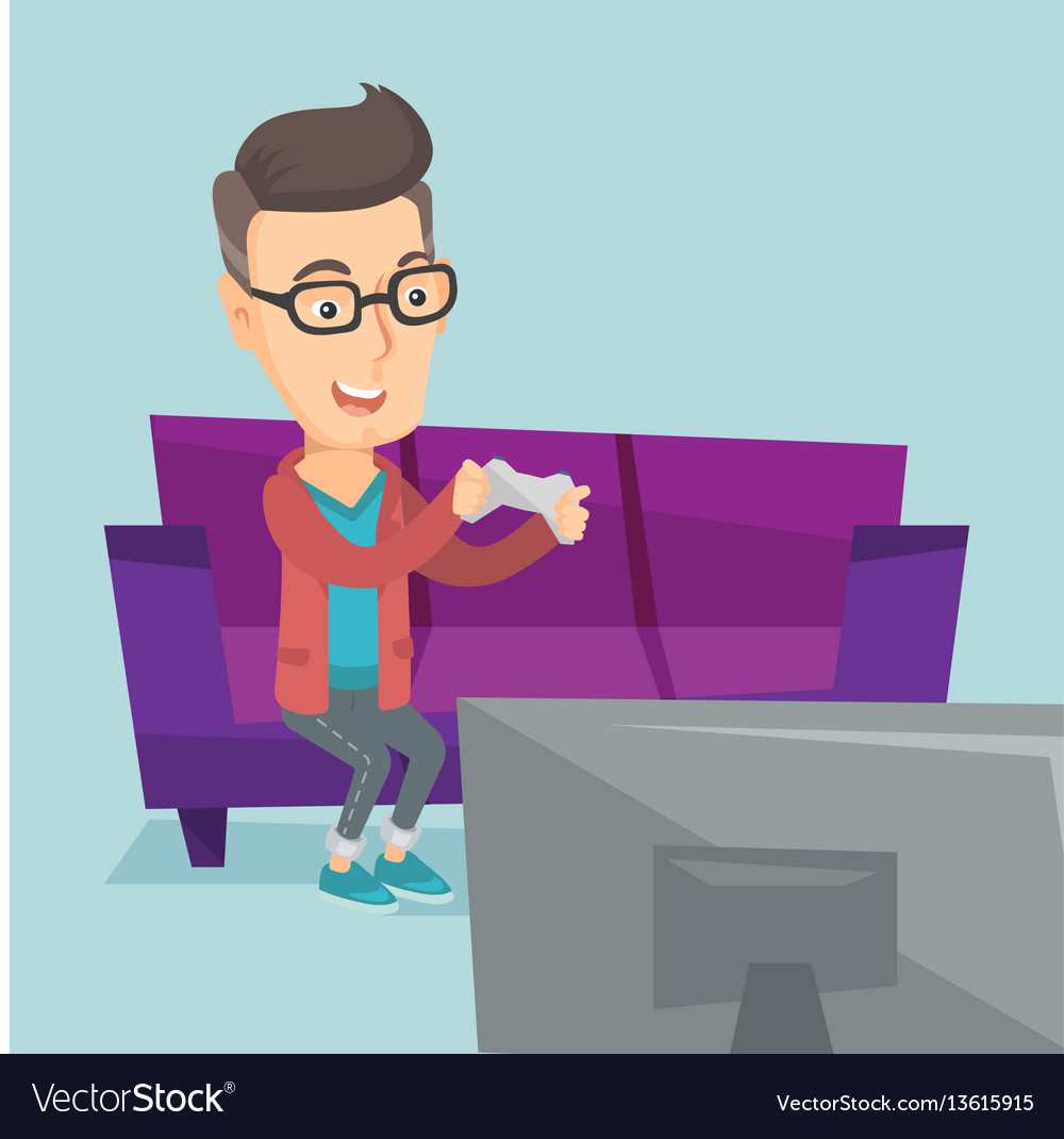Man playing video game