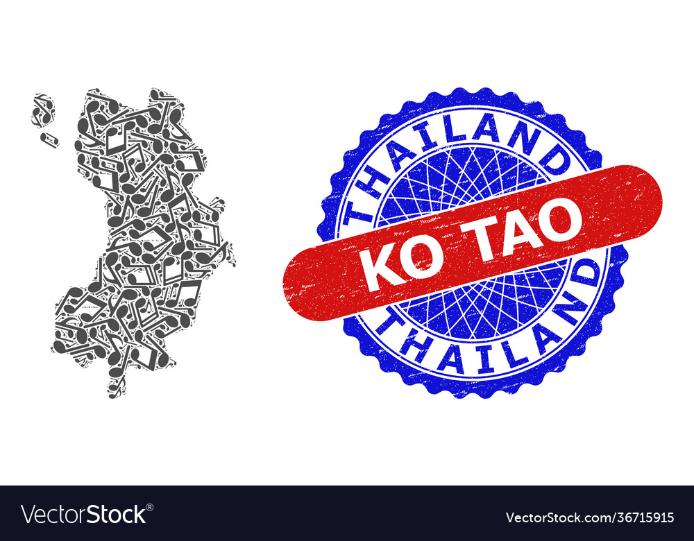Melody notes pattern for ko tao map and bicolor vector image Melody notes pattern for ko tao map and bicolor