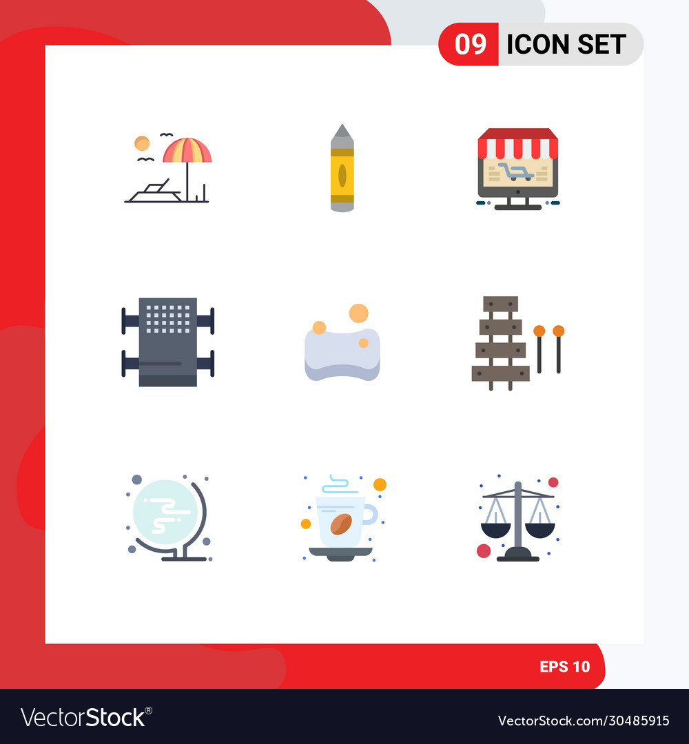 Mobile interface flat color set 9 pictograms