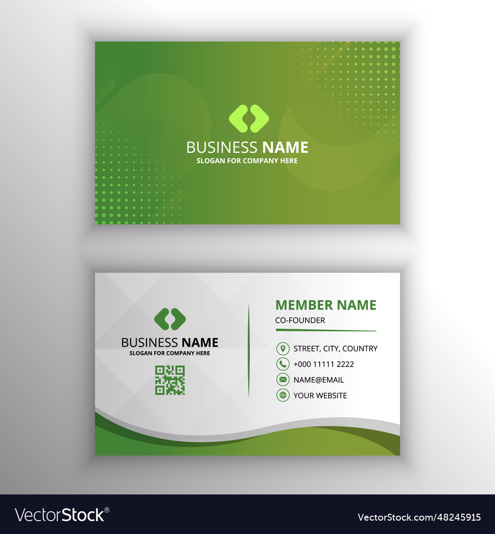 Modern abstract gradient green business card Vector Image