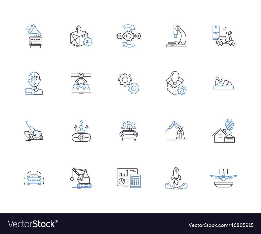 Momentum line icons collection thrust impetus Vector Image