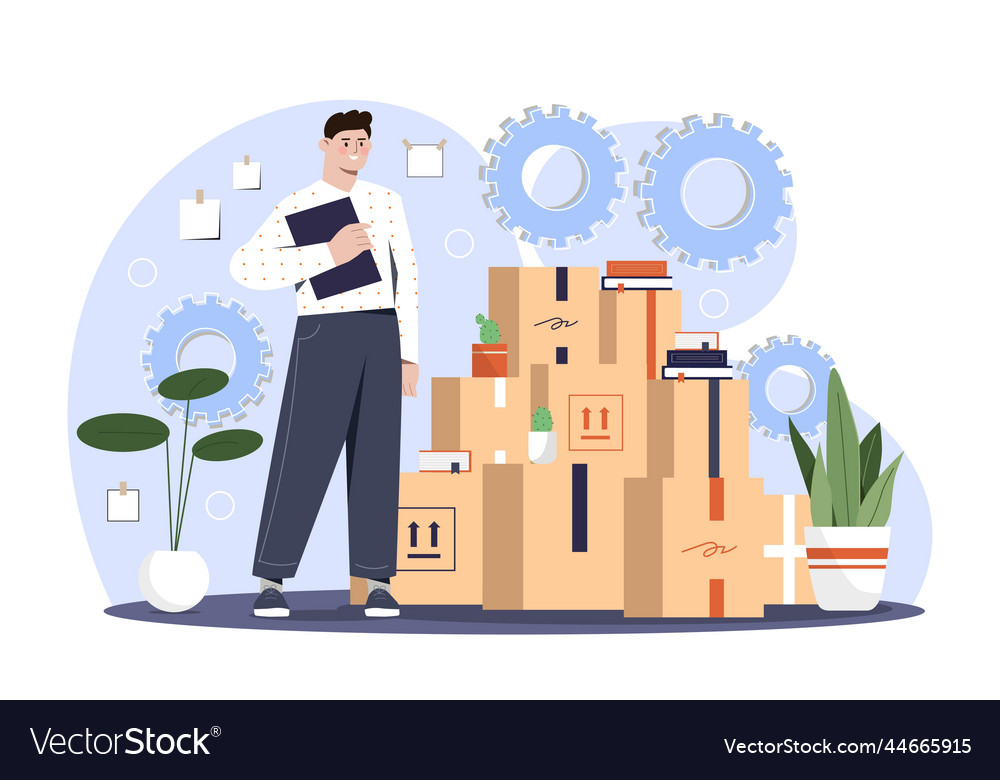 Moving with boxes vector image Moving with boxes