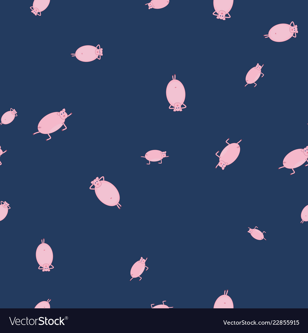 Seamless pattern with pigs in funny poses color vector image Seamless pattern with pigs in funny poses color