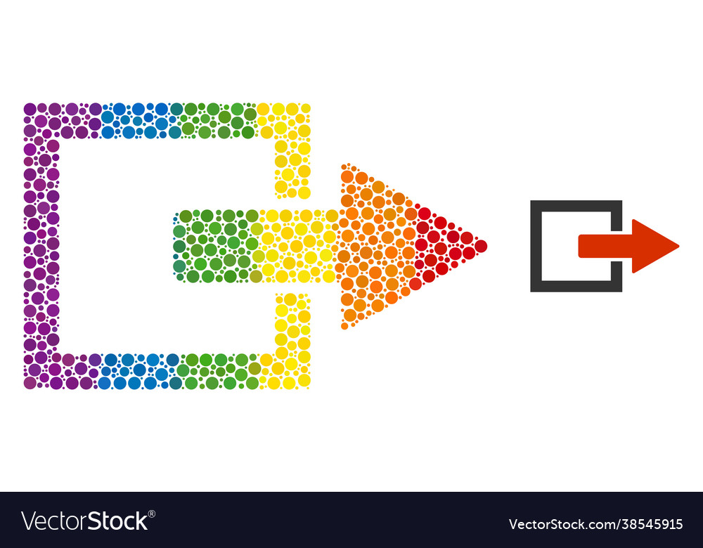 Spectrum export arrow mosaic icon spheric dots vector image Spectrum export arrow mosaic icon spheric dots