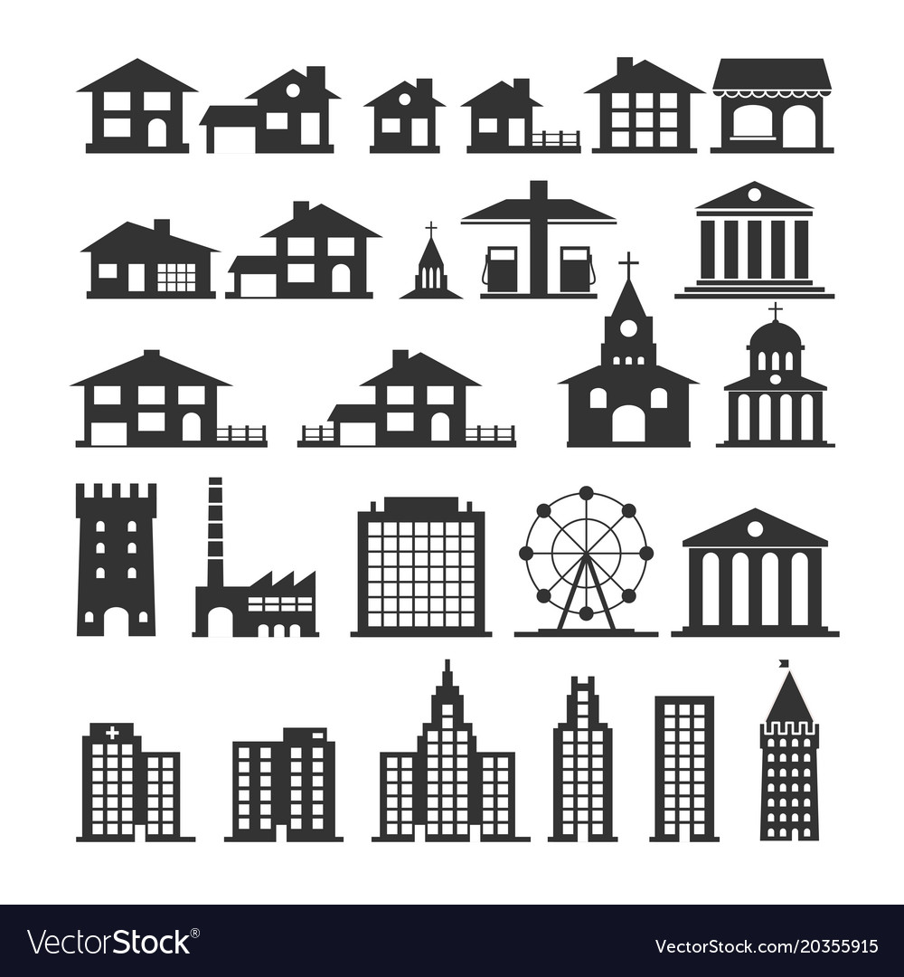 Urban and government silhouettes of buildings Vector Image