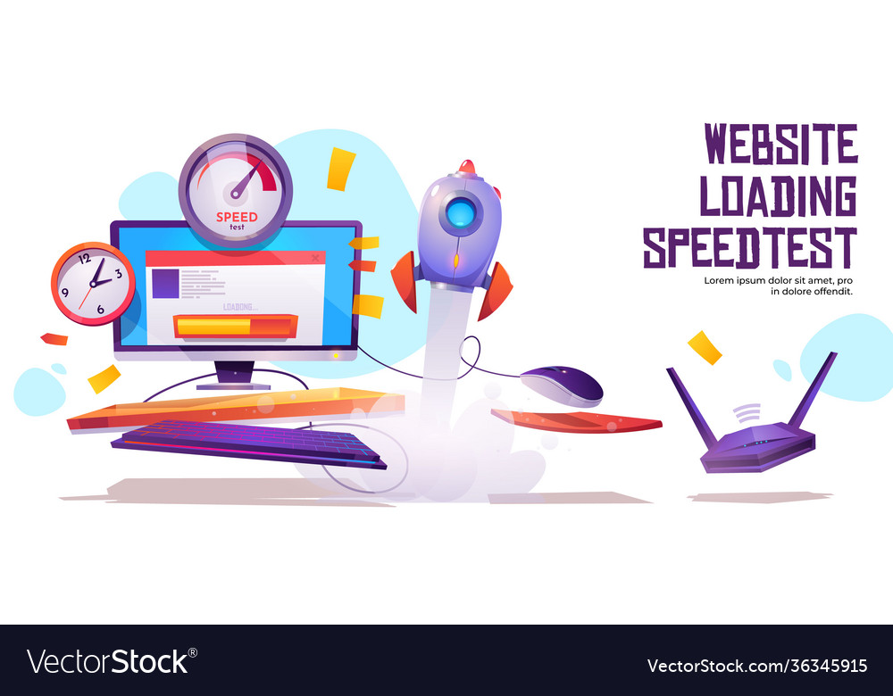 Website loading speed test banner internet traffic vector image Website loading speed test banner internet traffic