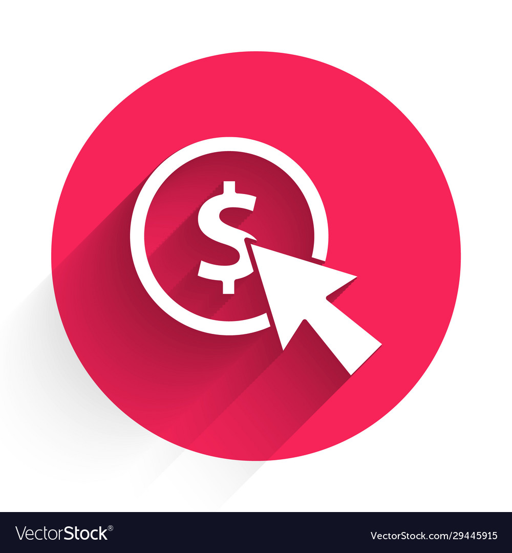 White cursor and coin icon isolated with long Vector Image White cursor and coin icon isolated with long