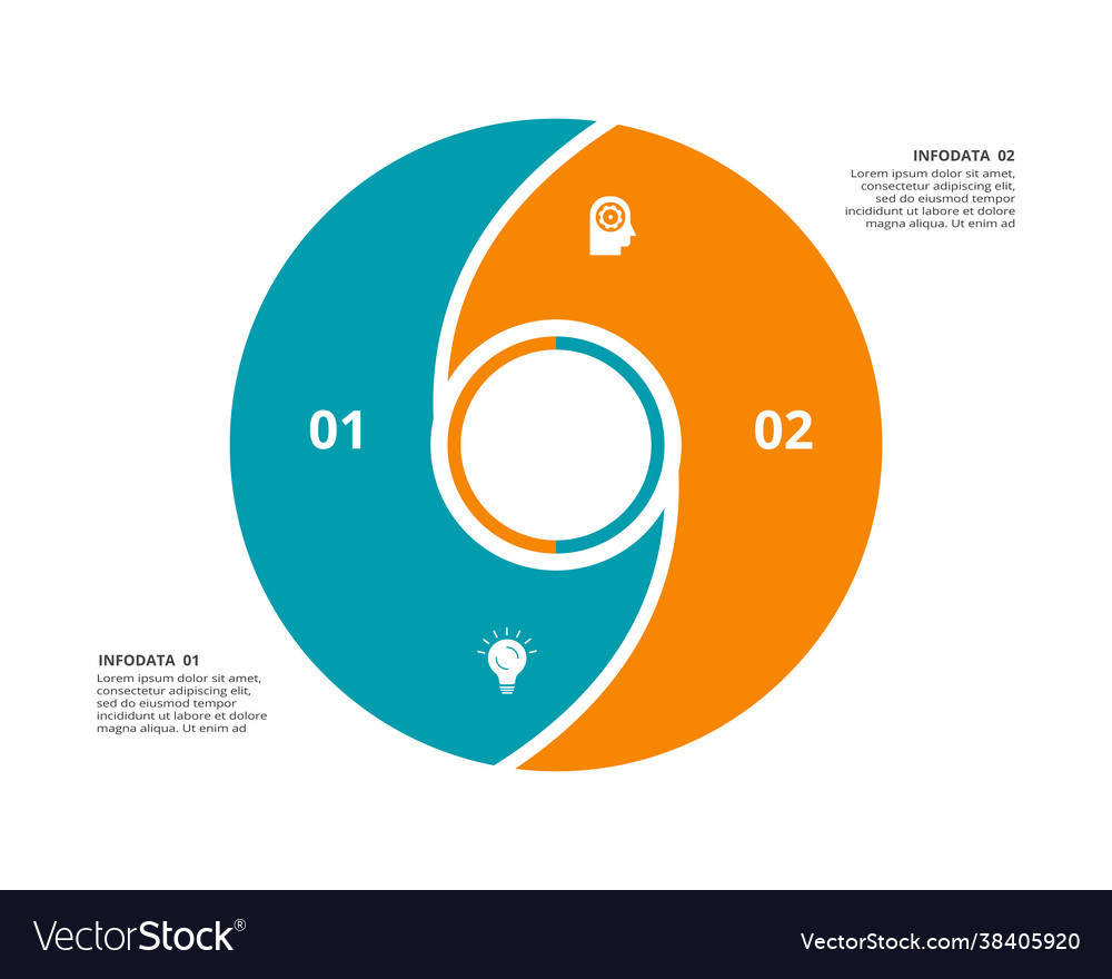 Circle elements graph diagram with 2 steps vector image Circle elements graph diagram with 2 steps
