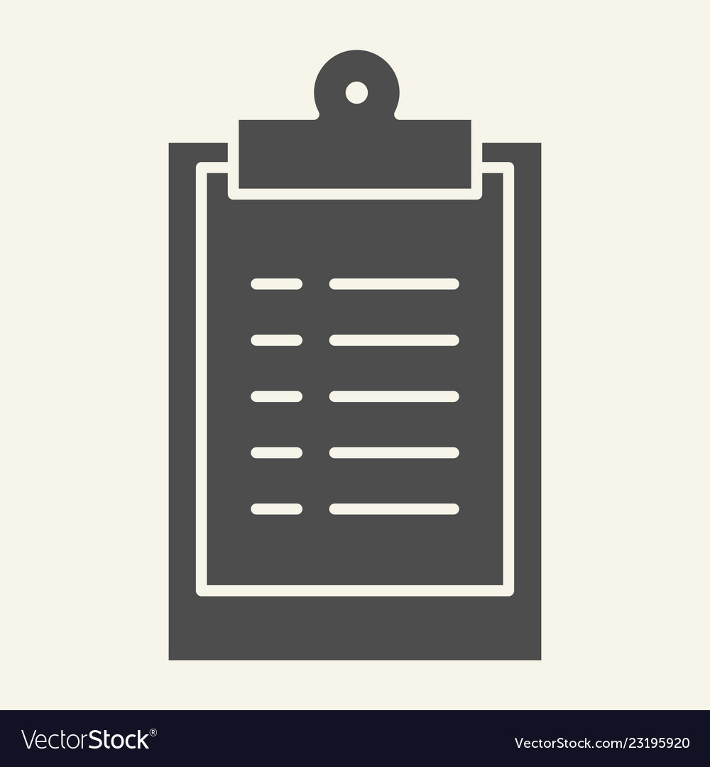 Clipboard solid icon document graph vector image Clipboard solid icon document graph