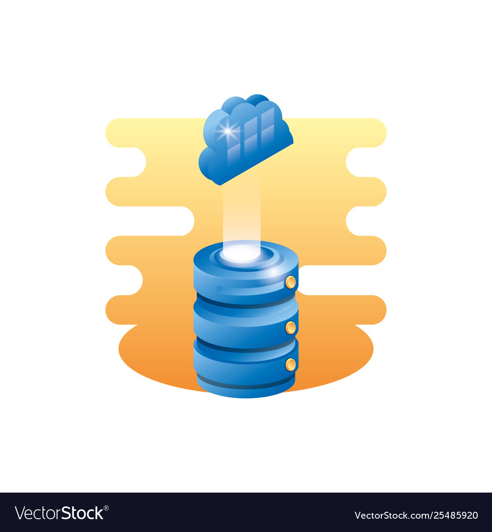 Rechenzentrumsdiskette mit Cloud Computing vector image Rechenzentrumsdiskette mit Cloud Computing