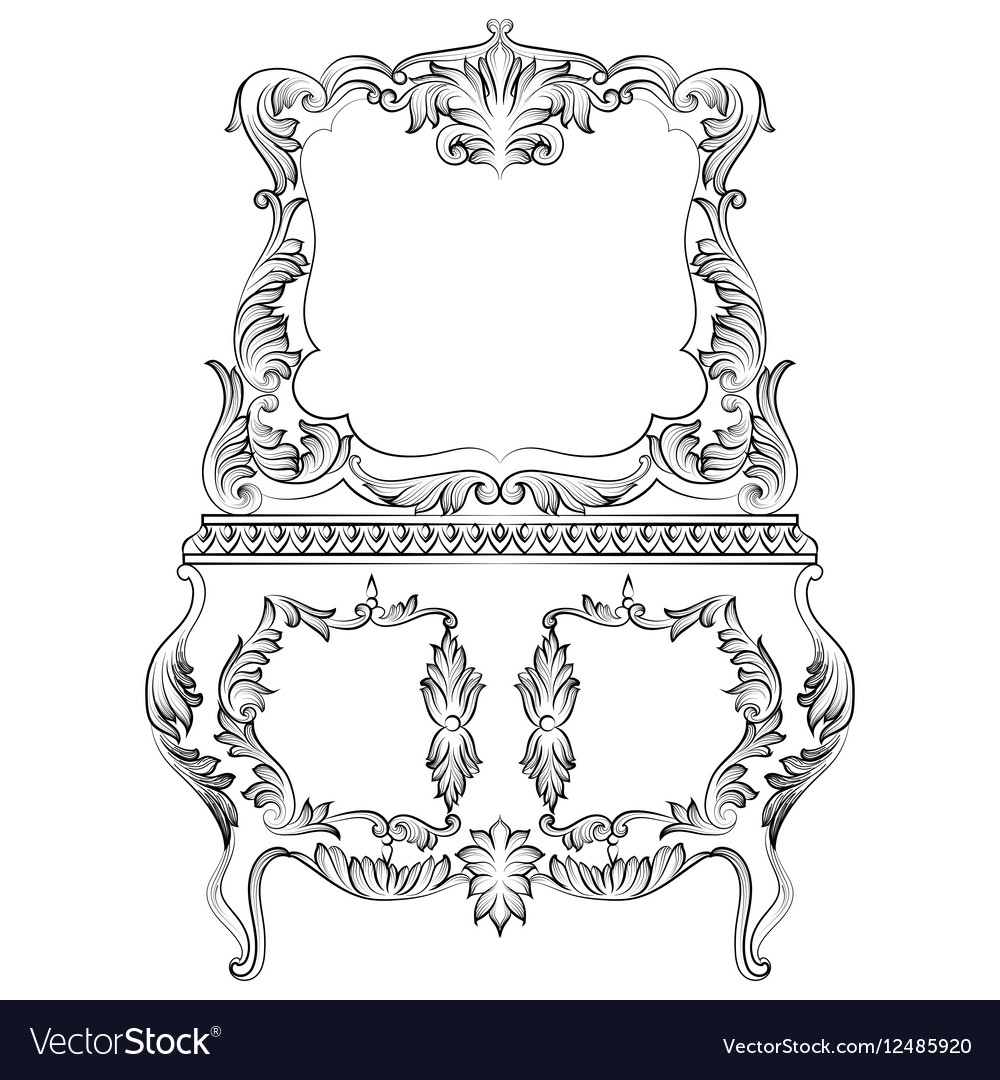 Fabulous baroque console table and mirror frame Vector Image