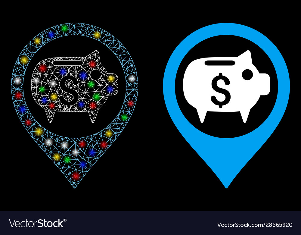 Flare mesh network bank map marker icon with
