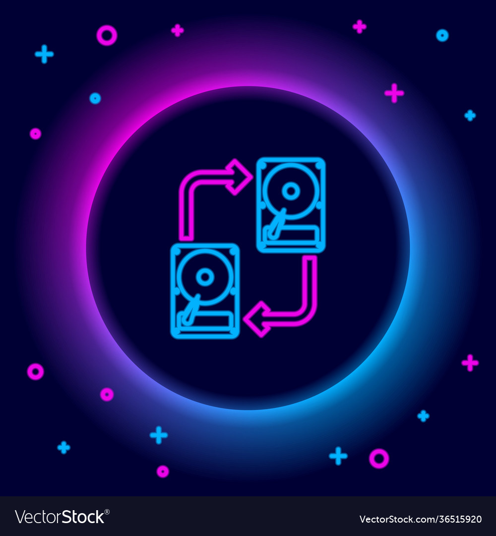 Glowing neon line a fixed data storage device hard