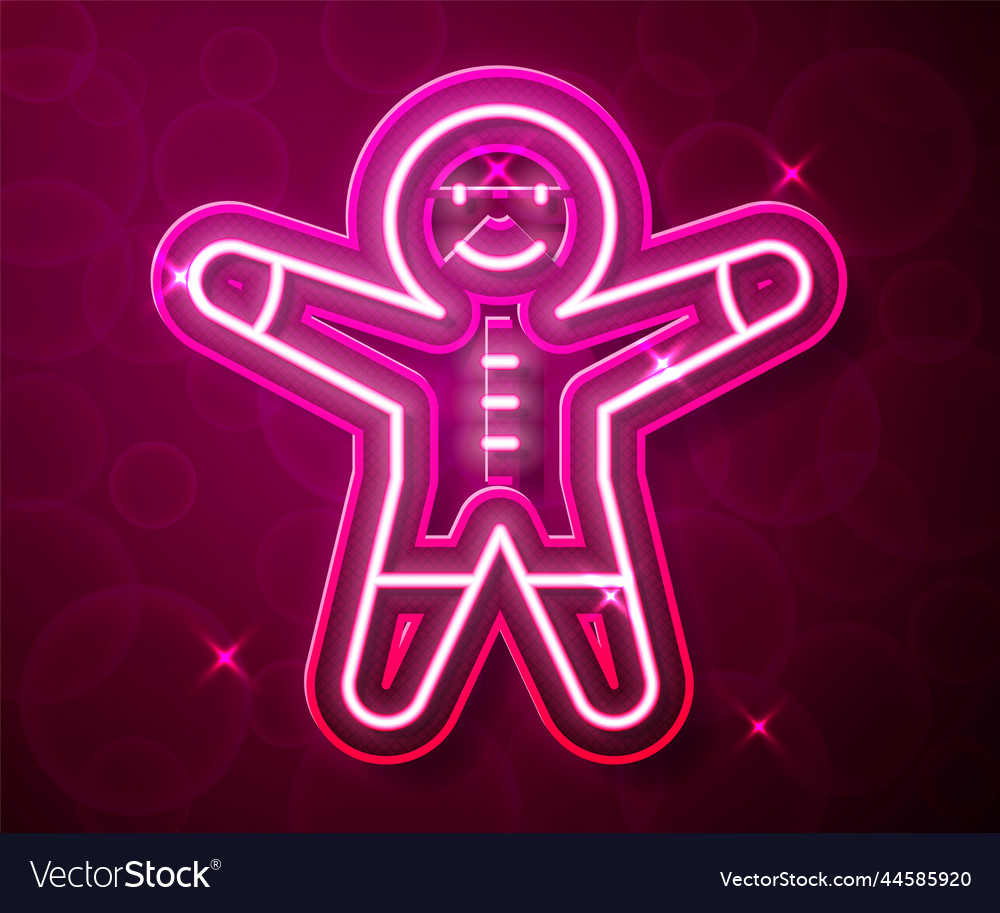 Glowing neon line holiday gingerbread man cookie Vector Image