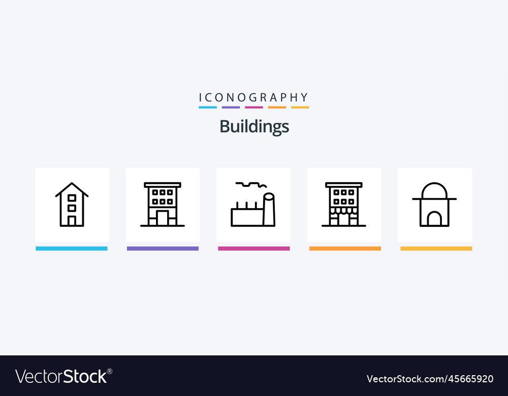 Modern Building Icons - Line Style
