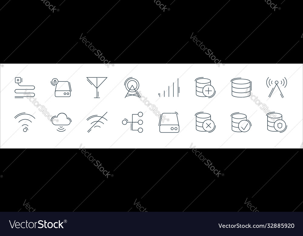 Netzwerk- und Datenbankzeilen-Symbole linearen Satz vector image Netzwerk- und Datenbankzeilen-Symbole linearen Satz