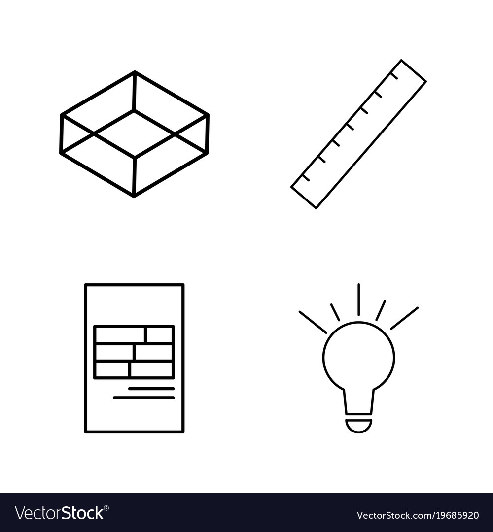 Office simple linear outline icon set