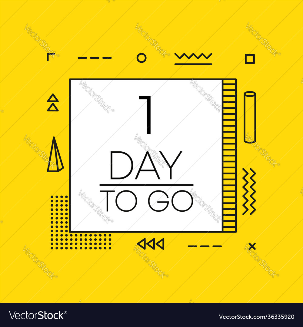 One day to go timer banner in geometry style