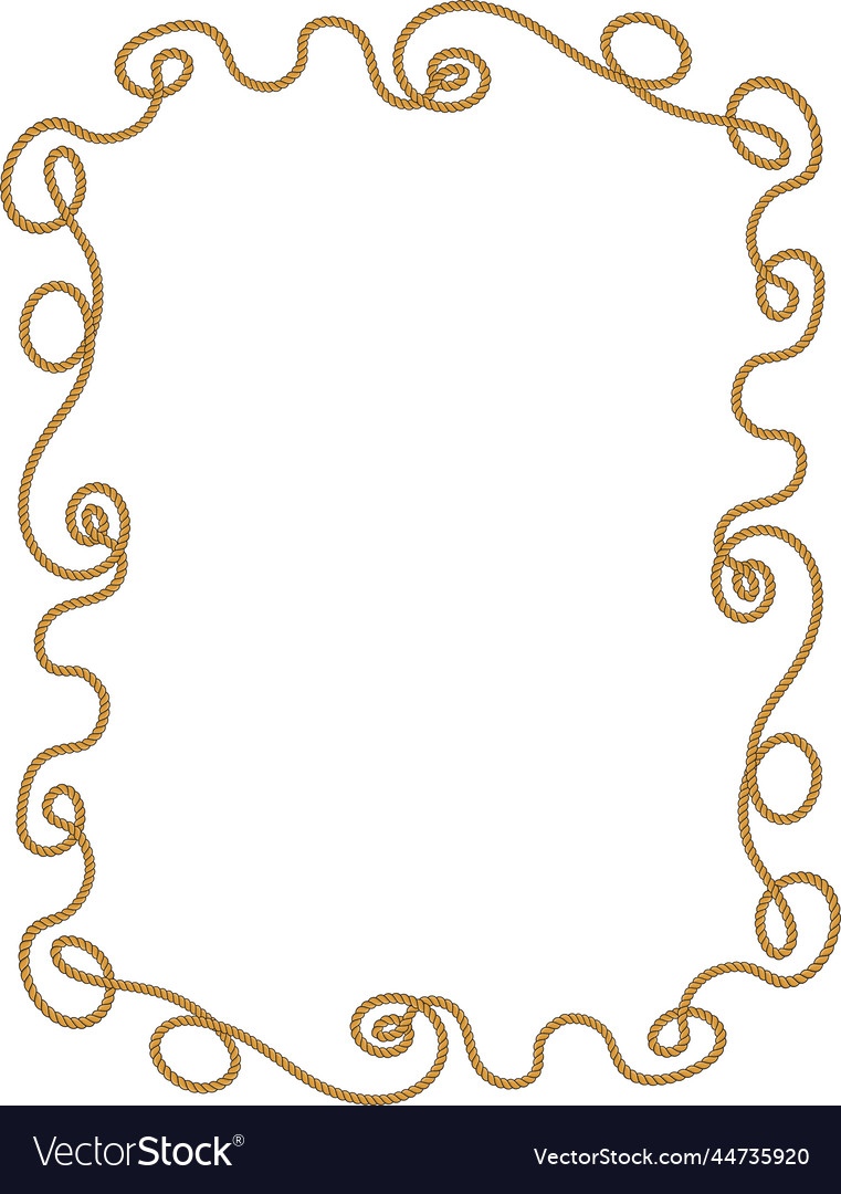 Rectangular frame made of tangled rope isolated vector image Rectangular frame made of tangled rope isolated