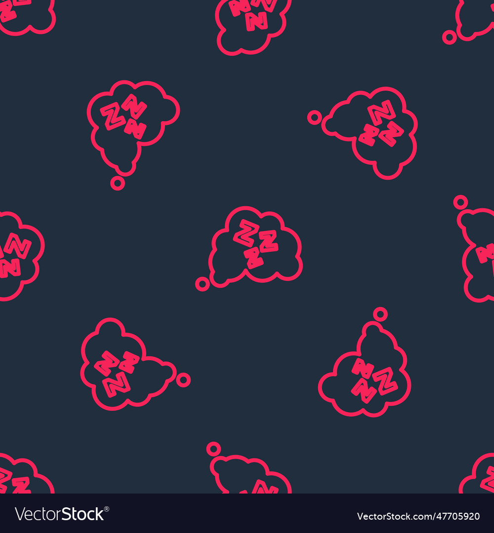 Red line sleepy icon isolated seamless pattern Vector Image Red line sleepy icon isolated seamless pattern