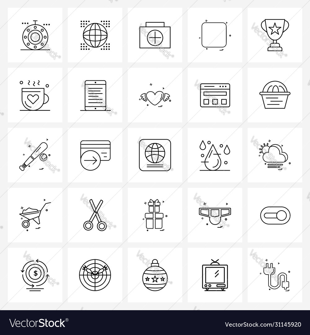 Set 25 simple line icons trophy buttons