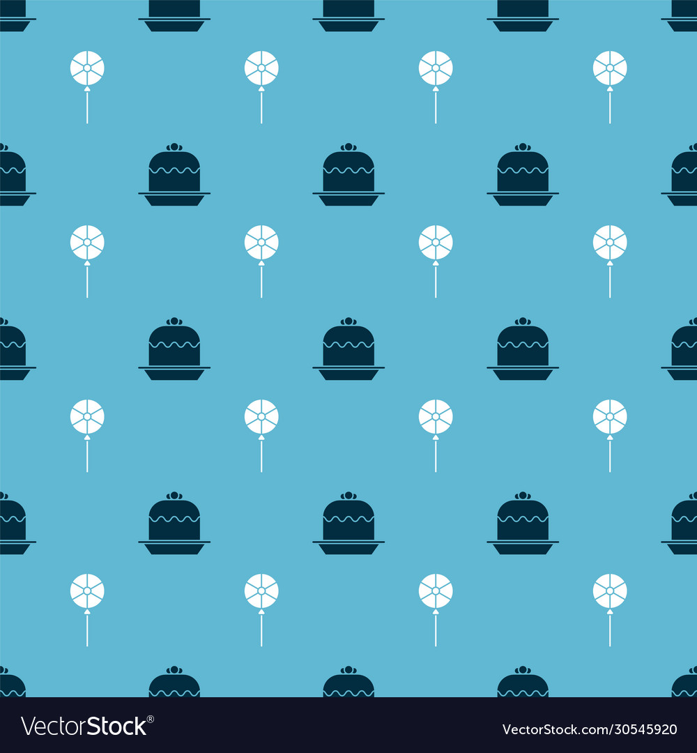 Set cake and lollipop on seamless pattern Vector Image Set cake and lollipop on seamless pattern