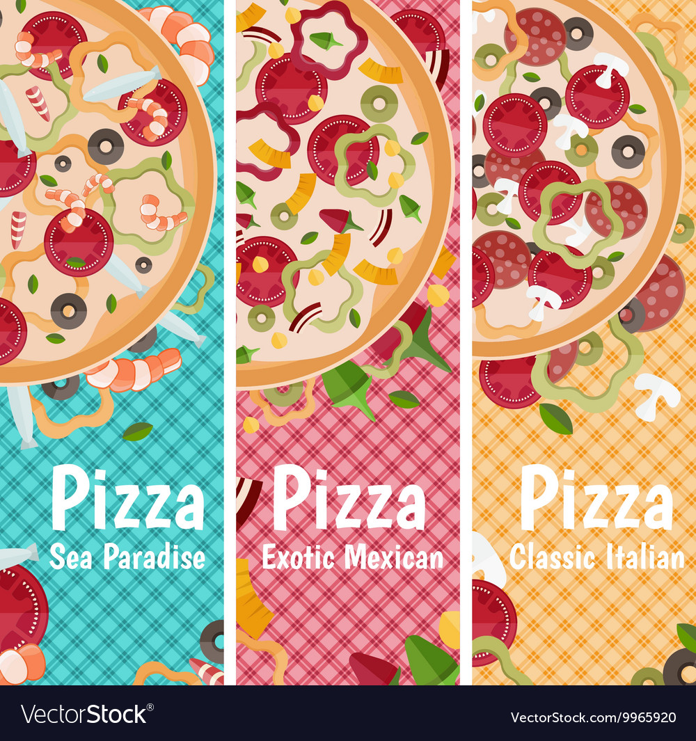 Set of banners for theme pizza with different