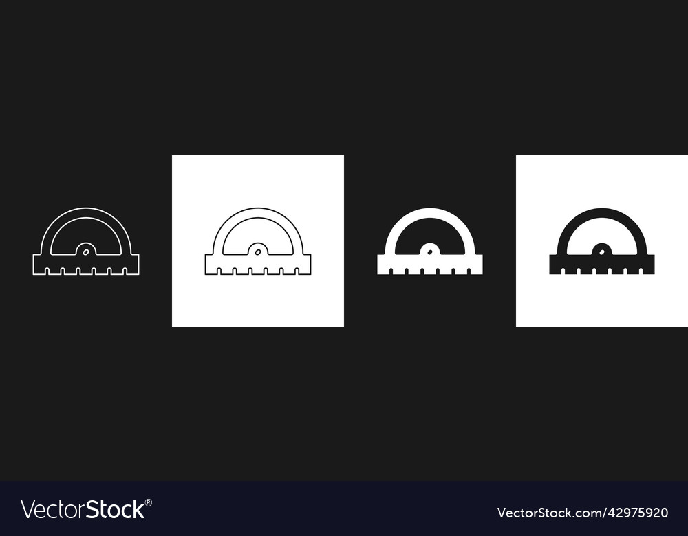 Set protractor grid for measuring degrees icon vector image Set protractor grid for measuring degrees icon