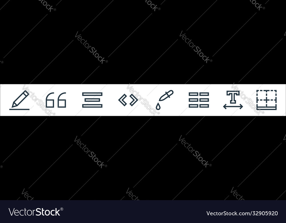 Text editor line icons linear set quality vector image Text editor line icons linear set quality