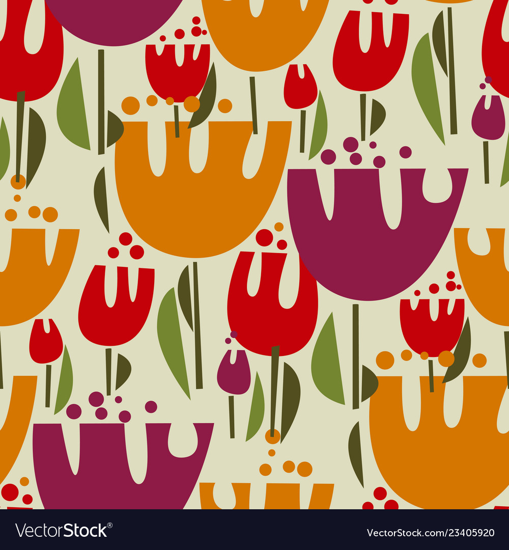 Tulips color seamless pattern