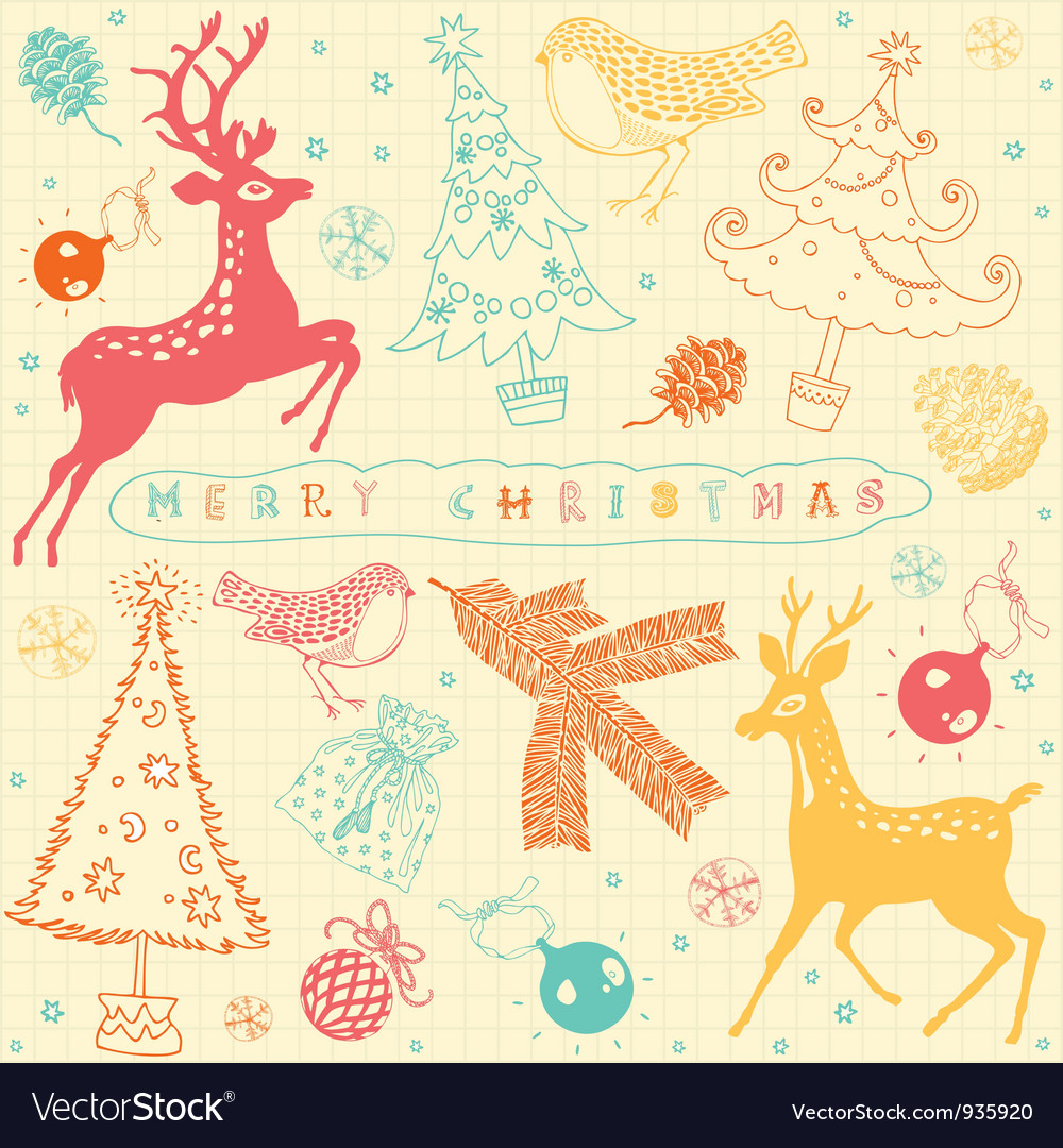vintage christmas deer pattern card royalty free vector vintage christmas pattern