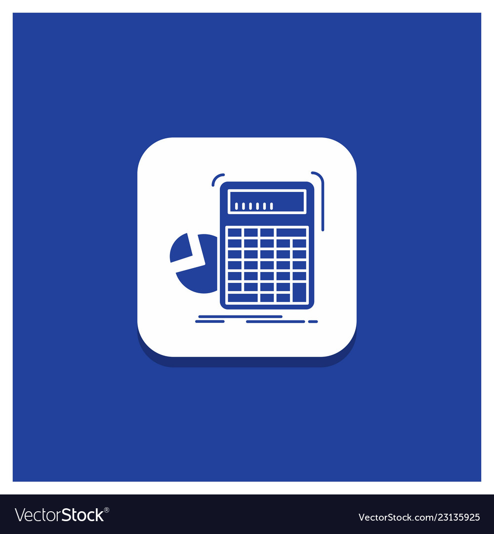 Blue round button for calculator calculation math vector image Blue round button for calculator calculation math