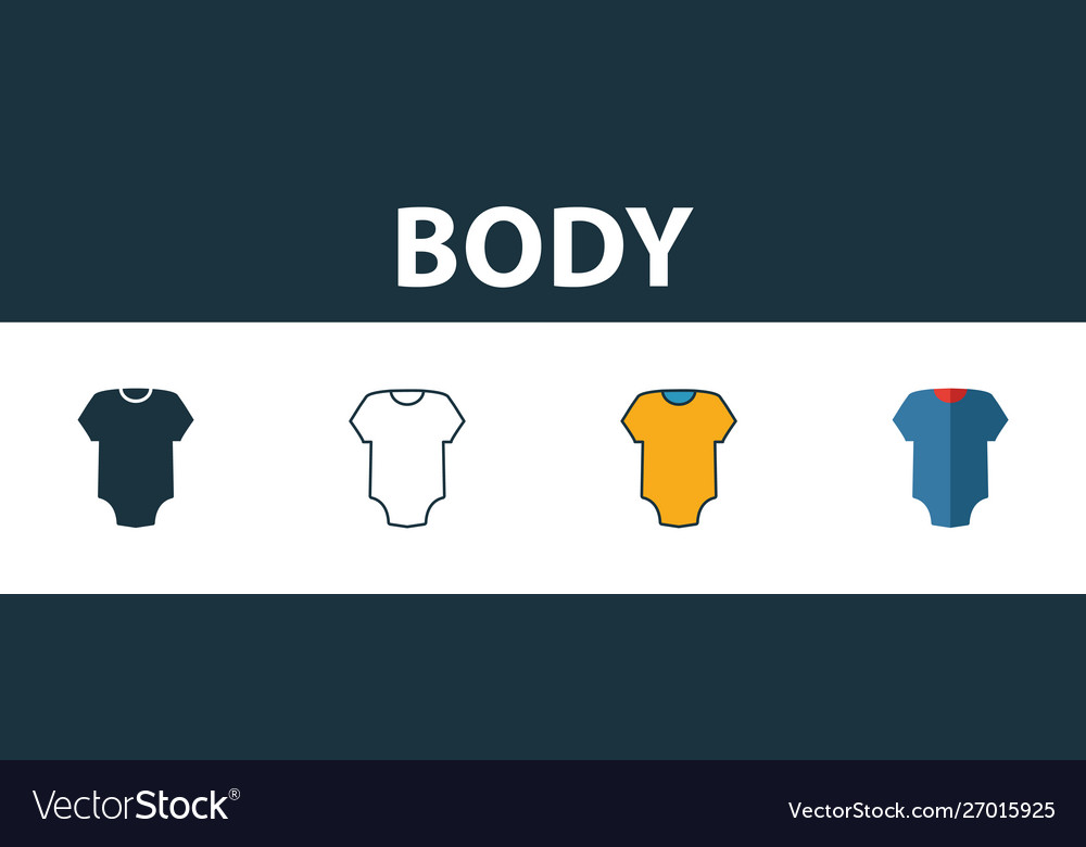 Body icon set four elements in different styles